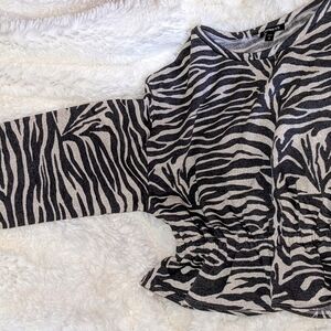 Zebra Print Peplum Cozy Soft Sweater by Express